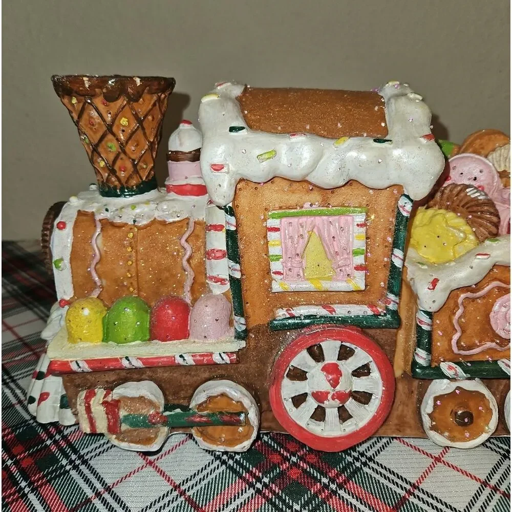 Gingerbread Cookies Fiber Optic Lighted Holiday Train